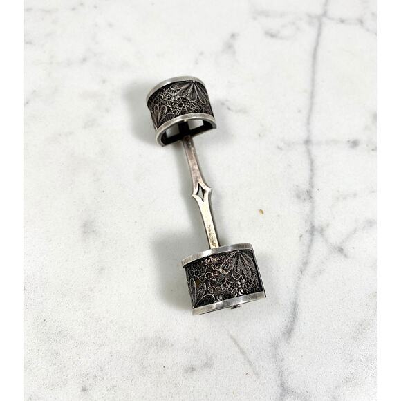 Antique Sterling Flower Brooch Holder - Picture 1 of 7